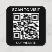 QR Code Business Logo Black Modern Google Review Quadratische Visitenkarte (Rückseite)