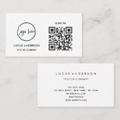 QR Code Business Logo | Black Modern Professional Visitenkarte (Vorne/Hinten)