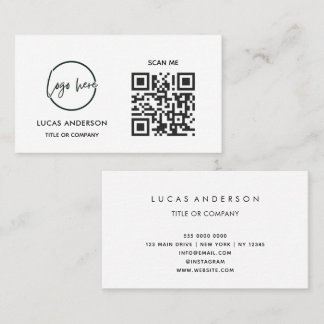 QR Code Business Logo | Black Modern Professional Visitenkarte