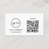 QR Code Business Logo | Black Modern Professional Visitenkarte (Vorderseite)