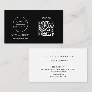 QR Code Business Logo   Black Modern Professional  Visitenkarte