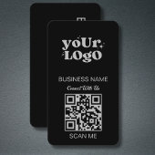 QR-Code-Business-Logo | Black Silver Modern Visitenkarte