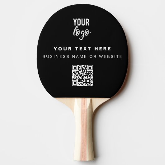 QR Code Business Logo Black Simple Table Tennis Tischtennis Schläger (Rückseite)