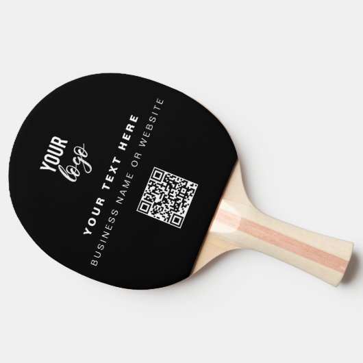 QR Code Business Logo Black Simple Table Tennis Tischtennis Schläger (Seitenansicht)