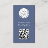 QR Code Business Logo Blue Modern Visitenkarte (Vorderseite)