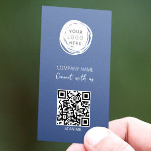 QR Code Business Logo Blue Modern Visitenkarte