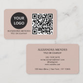 QR-Code-Business-Logo, Boho Beige Beruflich Visitenkarte (Vorne/Hinten)