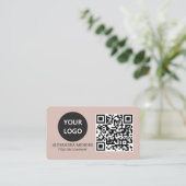 QR-Code-Business-Logo, Boho Beige Beruflich Visitenkarte (Stehend Vorderseite)