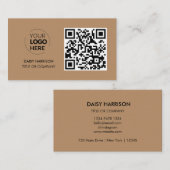 QR-Code-Business-Logo | Brown Modern Beruflich Visitenkarte (Vorne/Hinten)