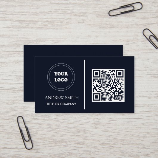QR Code Business-Logo dunkel Moderne Beruflich Visitenkarte (Vorderseite/Rückseite Beispiel)