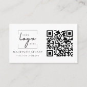 QR Code Business-Logo Einfach Berufliche Minimal Visitenkarte (Vorderseite)