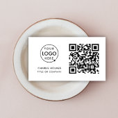 QR Code Business Logo Einfache Minimalist White Visitenkarte