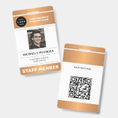 QR code business logo employee photo copper ID Ausweis (Vorder- & Rückseite)