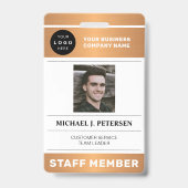 QR code business logo employee photo copper ID Ausweis (Vorderseite)