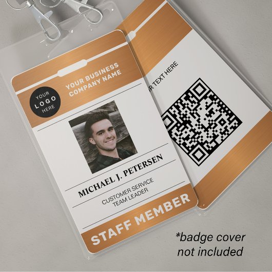 QR code business logo employee photo copper ID Ausweis