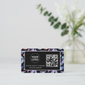 QR-Code-Business-Logo Gold Schwarz Beruflich Visitenkarte (Stehend Vorderseite)