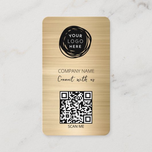 QR-Code-Business-Logo Gold Visitenkarte (Vorderseite)