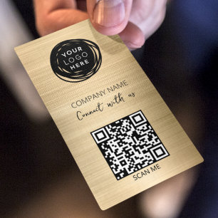 QR-Code-Business-Logo Gold Visitenkarte