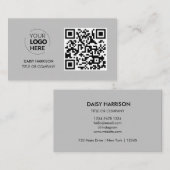 QR-Code-Business-Logo | Grau Modernes Beruflich Visitenkarte (Vorne/Hinten)