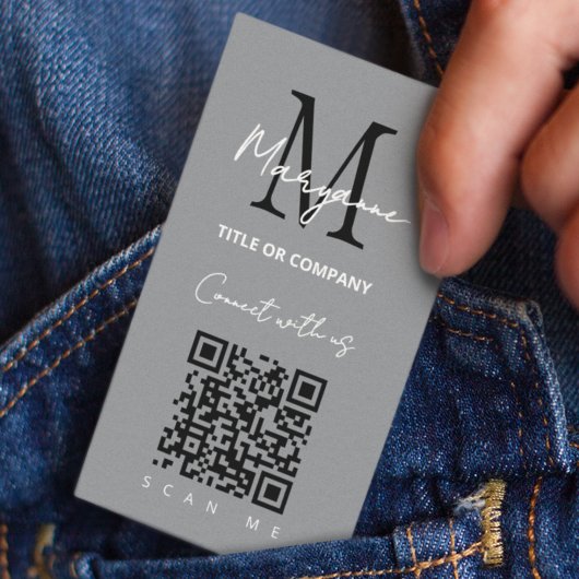 QR-Code-Business-Logo Grau Visitenkarte