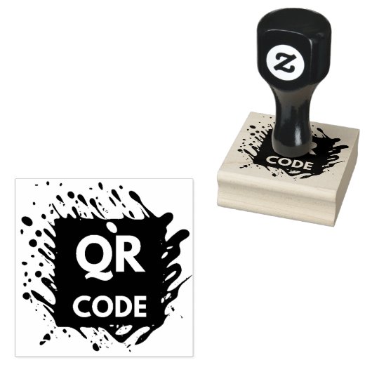 QR-Code-Business-Logo hier Gummistempel (Stempel)