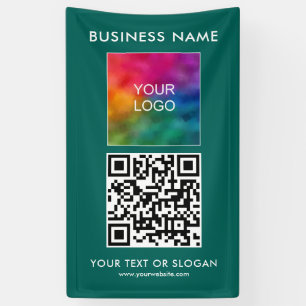QR-Code-Business-Logo hier Vertikal, modern im Fre Banner