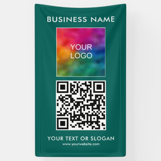 QR-Code-Business-Logo hier Vertikal, modern im Fre Banner (Vertikal)