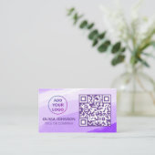 QR-Code-Business-Logo | Lila Aquarellfarbe Moderne Visitenkarte (Stehend Vorderseite)