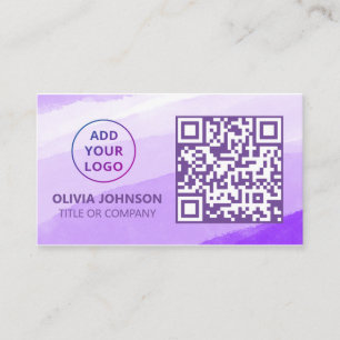 QR-Code-Business-Logo Lila Aquarellfarbe Moderne Visitenkarte