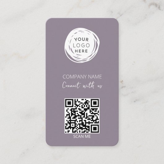 QR Code Business-Logo Lilac Modern Visitenkarte (Vorderseite)