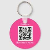 QR Code Business Logo Magenta Hot Pink Girl Schlüsselanhänger (Vorderseite)