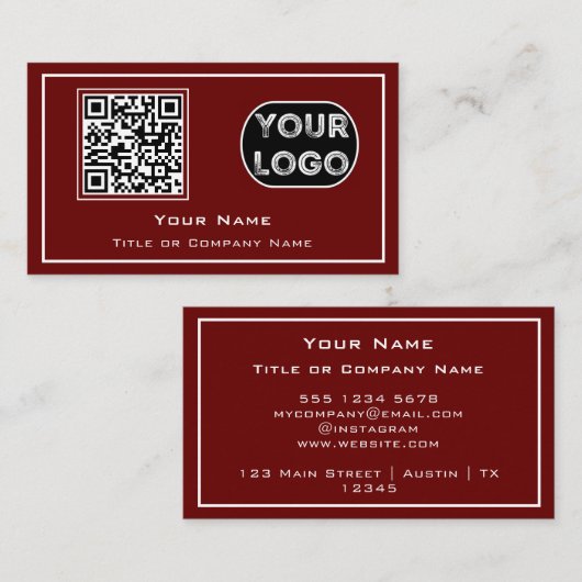 QR-Code-Business-Logo Minimalistisch Visitenkarte (Vorne/Hinten)