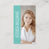 QR-Code-Business-Logo Modern Beruflich Aquamarin Visitenkarte (Vorderseite)