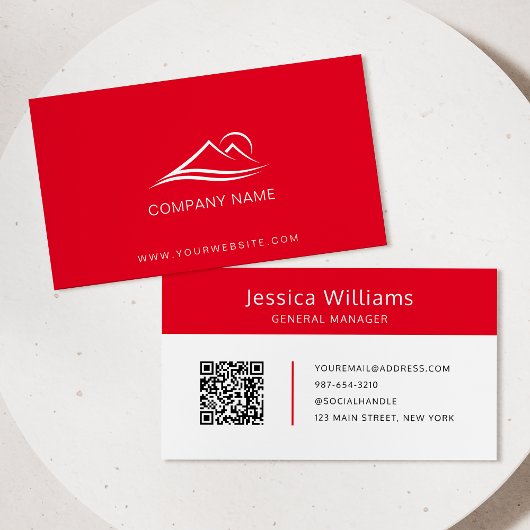 QR Code Business-Logo Modern Beruflich Red Visitenkarte