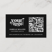 QR Code Business-Logo Modern Beruflich Schwarz Visitenkarte (Vorderseite)