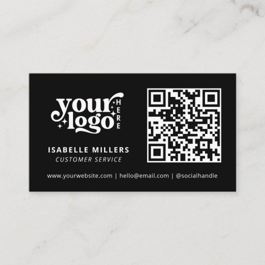 QR Code Business-Logo Modern Beruflich Schwarz Visitenkarte (Vorderseite)