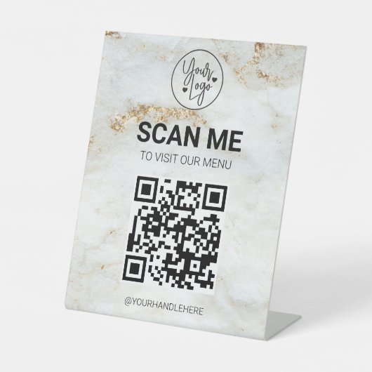 QR Code Business Logo Modern Contactless Menu Sockelschild (Vorderseite)