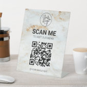 QR Code Business Logo Modern Contactless Menu Sockelschild (In SItu)