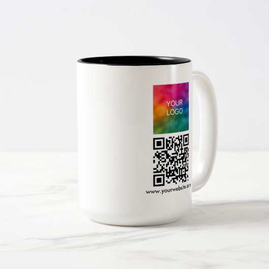 QR Code Business-Logo Modern Einfache Vorlage Zweifarbige Tasse (VorderseiteRechts)