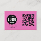 QR Code Business Logo | Modern Hot Pink Visitenkarte (Vorderseite)