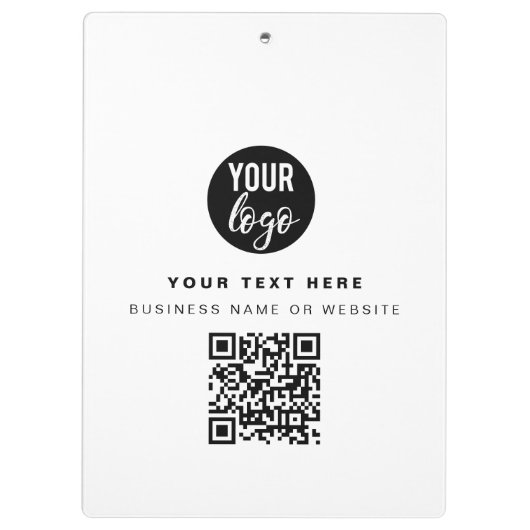 QR Code Business Logo Modern Minimalist Business Klemmbrett (Rückseite)