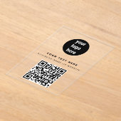 QR Code Business-Logo Modern Minimalistisch Schwar Acryleinladungen (Ablage )