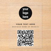 QR Code Business-Logo Modern Minimalistisch Schwar Acryleinladungen (Vorderseite)