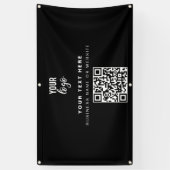 QR Code Business-Logo Modern Minimalistisch Schwar Banner (Vertikal)