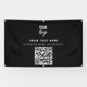 QR Code Business-Logo Modern Minimalistisch Schwar Banner (Horizontal)