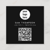 QR Code Business-Logo Modern Minimalistisch Schwar Quadratische Visitenkarte (Vorderseite)