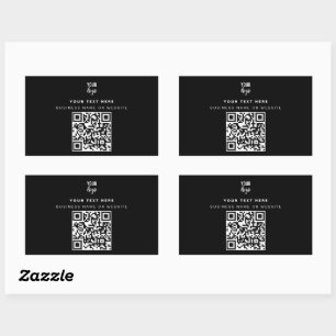 QR Code Business-Logo Modern Minimalistisch Schwar Rechteckiger Aufkleber