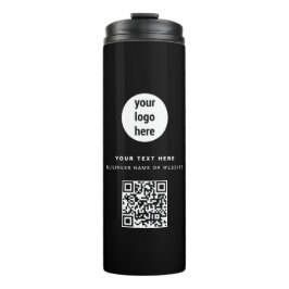 QR Code Business-Logo Modern Minimalistisch Schwar Thermosbecher
