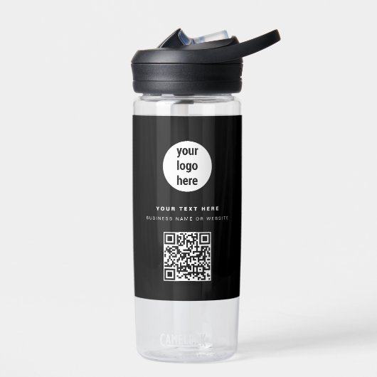 QR Code Business-Logo Modern Minimalistisch Schwar Trinkflasche (Links)