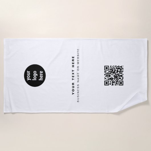 QR-Code-Business-Logo Modern Minimalistisch Strandtuch (Vorderseite)
